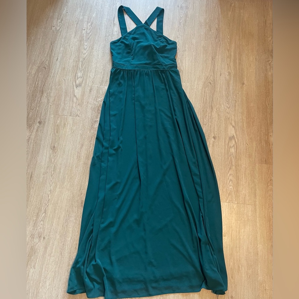 Lulu's Emerald Green Crisscross Halter Maxi Dress - Picture 3 of 6